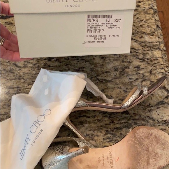 Jimmy Choo India glitter sandal Sz 39 1/2 - Picture 3 of 3